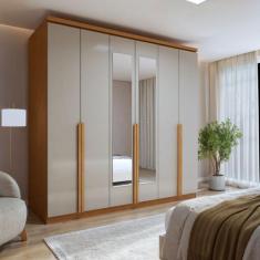 Guarda-roupa 6 Portas 4 Gavetas 100% Mdf Alonzo com Espelho - Móveis L
