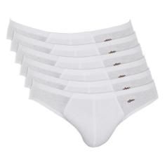 Kit 6 Cuecas Zorba Slip Algodão 791 Branco, Branco, P
