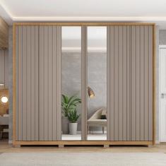 Guarda-roupa Casal 6 Portas 4 Gavetas com Pés Suburban Espresso Móveis Buriti/Cinza