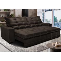 Sofá de Courino Retrátil e Reclinável 2,95m Cama inBox Bourbon SoftGel D40 Café