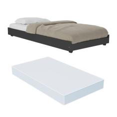 Cama Auxiliar Solteiro com Colchão Incluso Multimóveis CR35104, Preto