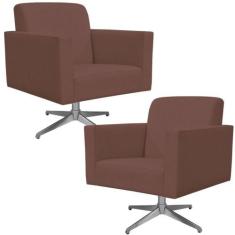 Kit 02 Poltronas Decorativas Base Giratória Para Sala de Estar Helô L0