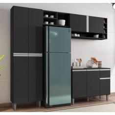 Cozinha Modulada Completa Vanessa Com 9 Portas Preto Fosco AJL
