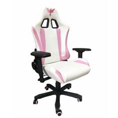 Cadeira Gamer Raven X-10, Estrutura em metal, braço 4D, encosto reclinável até 180° Branca / Rosa