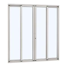 Porta de Correr em Alumínio 216 x 250 x 8,7 cm 4 Folhas Vidro Inteiriço Alumifort Sasazaki