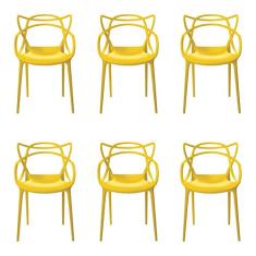 Kit 6 Cadeiras Decorativas Sala e Cozinha Feliti (PP) Amarela - Gran Belo