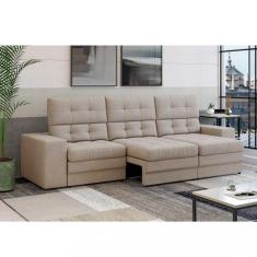 Sofá 3 Lugares 230cm Veludo Retrátil Reclinável Roma Besthouse