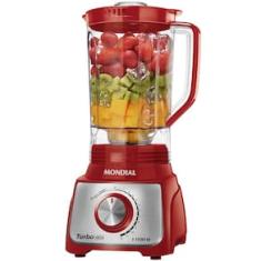 Liquidificador Mondial Turbo L-1100 3L 1100W 12 Velocidades Vermelho/Inox