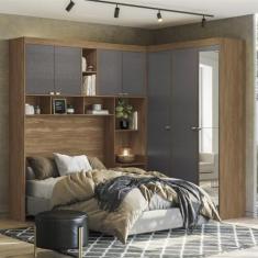 Guarda-roupa Casal Modulado Lugano com Espelho Jatobá/grafite
