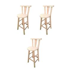 Kit Com 3 Banquetas Sem Pintura De Madeira Bv Magazine