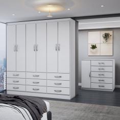 Guarda-Roupa Casal Grace 6 Portas 9 Gavetas com Cômoda 1 Porta 5 Gavetas Branco - Panorama Móveis