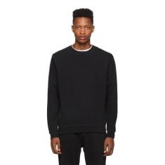 Jaqueta de Moletom Careca Preto Básico Liso 100% Algodão Felpado - Di 