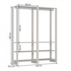 Guarda Roupa Closet 2 Peças com 2 Cabideiros e 3 Nichos Yes Nova Mobile Grafite Intenso