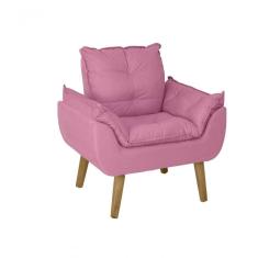 Poltrona/cadeira Decorativa Glamour Opala Com Pés Quadrado Rosê