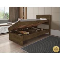 Cama solteiro com bau framar larissa mdf e mdp malbec