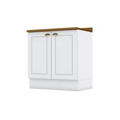 Balcão de Cozinha Modulado c/ Tampo Americana c/ 2 Portas 80cm Branco 