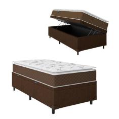 Cama Box Baú Solteiro Colchão Molas Ensacadas Pillow Top Martino 88x18