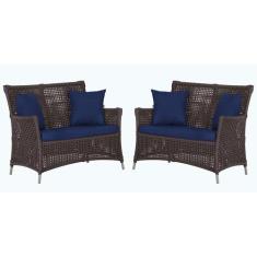 2 Sofás Área Externa Igapó Alumínio Pintura Fendi Corda Náutica Estofa