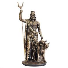 Estátua Hades Deus Grego Trevas Profundezas Cerbero 36cm (Dourado)