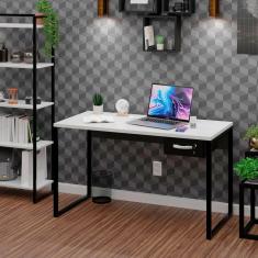 Mesa Para Escritório Diretor Estilo Industrial 135cm com Gaveteiro Branco