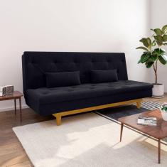 Sofá Cama 3 Lugares em Suede Tokio Yescasa Preto