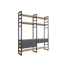 guarda-roupa closet modulado industrial philly ii 3 gv cedro e grafite 197 cm