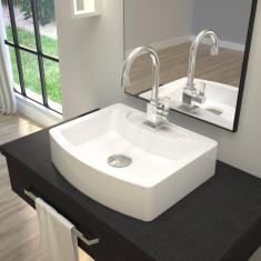 Kit Cuba RT41 com Torneira Luxo 1195 Metal e Válvula Click 1 Polegada G e Sifão Pvc e Flexível Compace Branca