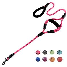 Love Dream Coleira para cães de 1,5 m de comprimento com 2 alças acolchoadas confortáveis, fios reflexivos, alças duplas para controle de segurança, coleira de treinamento de cães para cães pequenos,