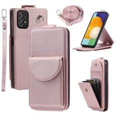 Dibosom Capa carteira para Samsung Galaxy A72 5G/4G com vários compartimentos para cartões, bolsa de órgão, alça de pulso com fivela de anel, alça de ombro, suporte de cartão de couro PU, capa de