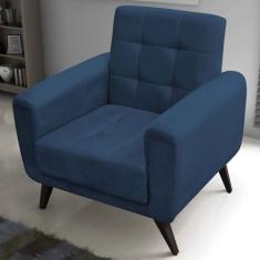 Poltrona Decorativa Pés de Madeira Livia - Azul light