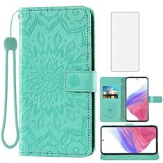 Capa de telefone para Samsung Galaxy A53 5G 2022 carteira com protetor de tela de vidro temperado e capa flip fina de couro com suporte para cartão acessórios para celular Gaxaly A53 G5 Galaxies 53A