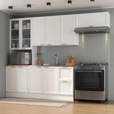 Cozinha Compacta 4 Peças 1 Paneleiro Duplo 2 Aéreos 1 Balcão Soho Cabecasa Madeiramadeira Branco