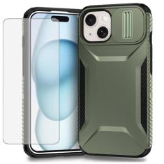 Ueokeird Capa para iPhone 15 Plus, capa para Apple 15 Plus com protetor de tela de vidro temperado e capa para câmera deslizante, antiderrapante, resistente, à prova de choque, para iPhone 15 Plus,
