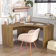 Mesa de Escritório em L Tamburato Acabamento em BP 135cm Ficus CabeCasa MadeiraMadeira Rovere