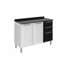 Balcão Cozinhas Itatiaia Tarsila - 3 Portas e 2 Gavetas - Branco c/ Pr