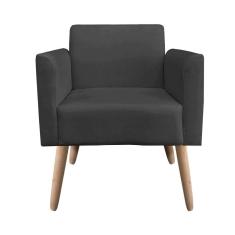 Poltrona Marisa Suede Preto Pés Palito Natural D´rossi