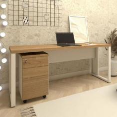 Mesa Escrivaninha Industrial 1,90m com Gaveteiro e Pés Metal - F5 Offi