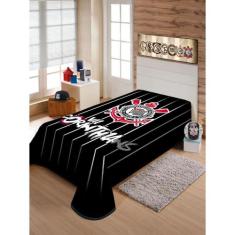 Cobertor Raschel Plus Solteiro Corinthians 1,50m x 2,20m - Jolitex Ter