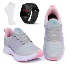 Kit Tênis Academia Feminino + Relógio Digital LED + Meia - It Shoes, R
