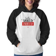 Moletom Feminino Hello World - Foca na Moda, Branco, Preto, M