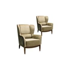 Kit 02 Poltronas Decorativas Base Madeira Lorena Composê B-98/B-68 - D