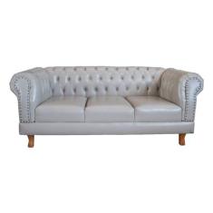 Sofá Chesterfield Capitone Duque Corano Bege 1,80 - NOVO ENCANTO