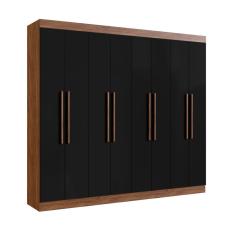 Guarda-roupa Casal Mdf Califórnia 60800 8 Portas 4 Gavetas Castanho/Preto