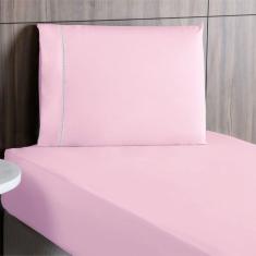 Jogo De Lençol Solteiro Percal 200 Fios 2 Peças - Rosa