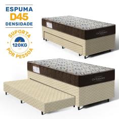 Cama Box com Colchao de Espuma D45 Solteiro Ortobom ISO 150 + Auxiliar de Espuma Unique Solteiro 88cm