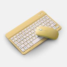 Teclado Sem Fio Bluetooth Recarregável Com Mouse - Amarelo