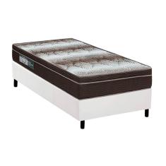 Cama Box Solteiro: Colchão Ortopédico Ortobom Light + Base CRC Courano White (88x188)