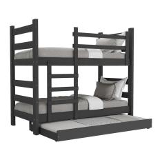 Treliche Madeira Maciça Vira 2 Camas p/ Colchão 78/88 X 188cm Dubai Multimóveis Cr35105 Preto Preto