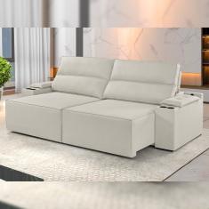 Sofá Retrátil E Reclinável 5 Lugares 290cm M180 Linho-bege Claro