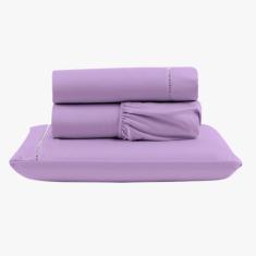 Jogo De Lençol Peletizado 400 Fios Solteiro 3 Peças Casa - Hotel - Pousada Barato - Lilás